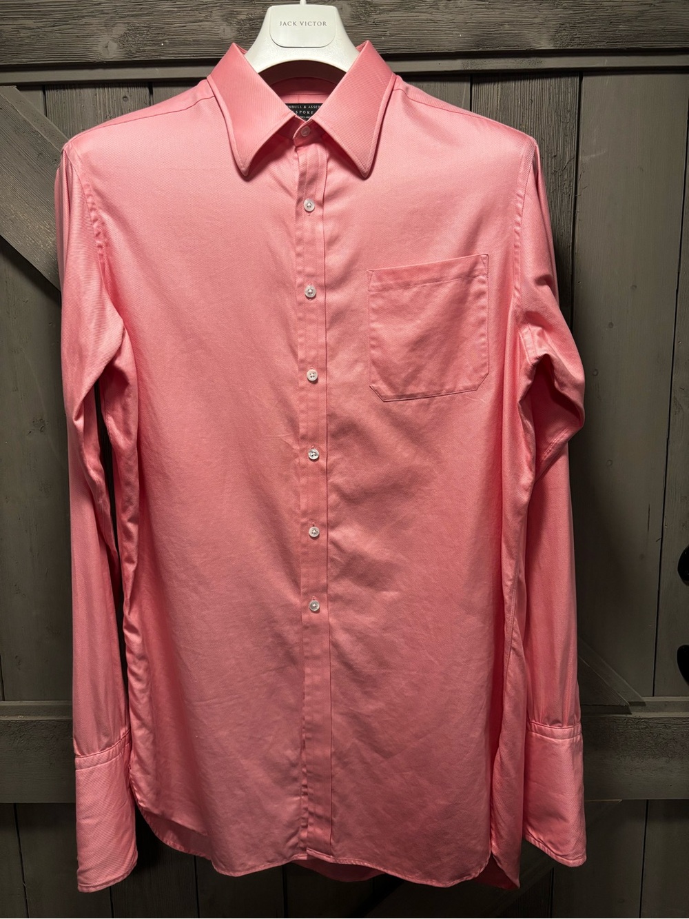 Turnbull & Asser Pink Long-Sleeve Dress Shirt with Chest Pocket